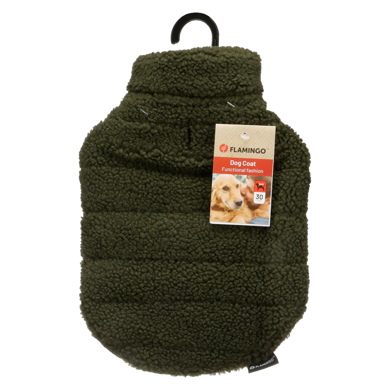 Flamingo Nado hundejakke grøn 30 cm - varm hundefrakke med fleece